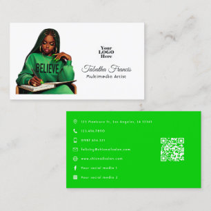 Cartão De Visita Arte de Mulher Negra Afro Boss Empoderada