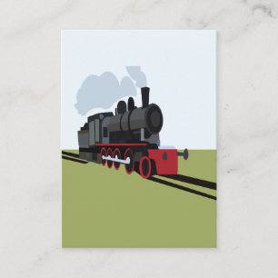 Cartão De Visita Arte de Trem a Vapor Antigo em Trilha de Trem