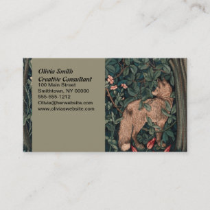 Cartão De Visita Arte de Vida Selvagem Raposa Verde William Morris