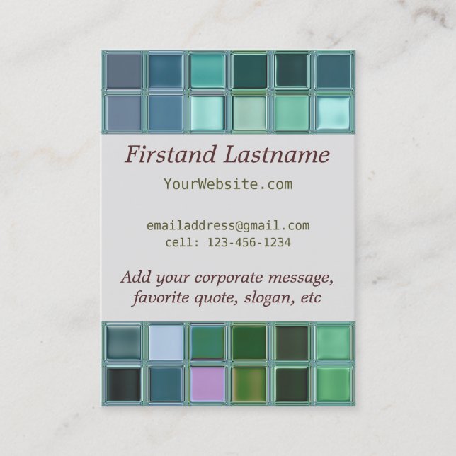 Cartão De Visita Arte de vidro do azulejo de mosaico da praia (Frente)