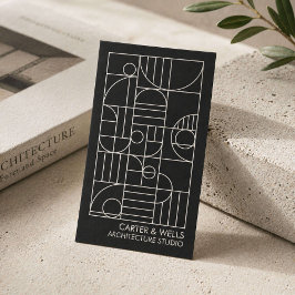 Cartão De Visita Arte Deco Geométrico Moderno Arquiteto Preto/Cinza