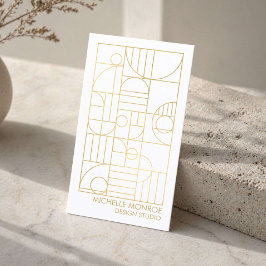Cartão De Visita Arte Deco Geométrico Moderno Falso Dourado Designe