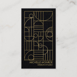 Cartão De Visita Arte Deco Geométrico Moderno Papel Falso Dourado/P
