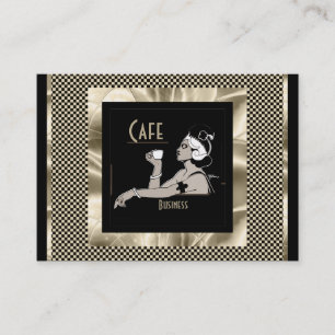 Cartão de Visita Arte Deco Vintage Café Empresaria