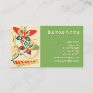 Cartão De Visita Arte Deco Vintage Jazz Pochoir Jardim Borboletas