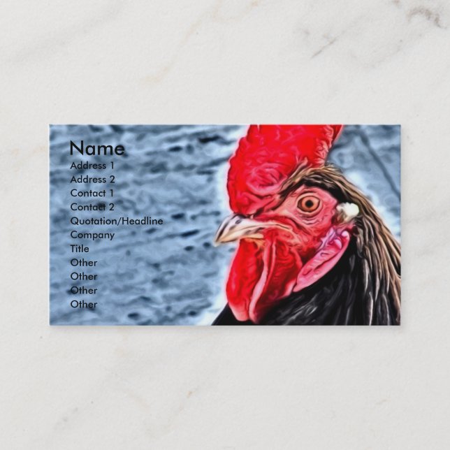 Cartão De Visita Arte Digital Rooster (Frente)