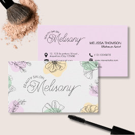 Cartão De Visita Arte Dourada Verde Floral Moderna, Rosa Minimalist