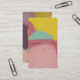 Cartão De Visita arte em aquarela em linho Amarela Pintura Colorida