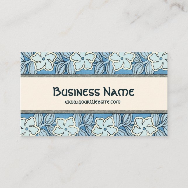 Cartão De Visita Arte Floral Antiga Moderna Flores de Vinca (Frente)