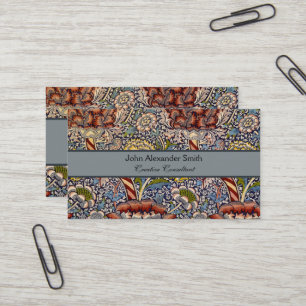Cartão De Visita Arte Floral Azul Naval William Morris Wandle