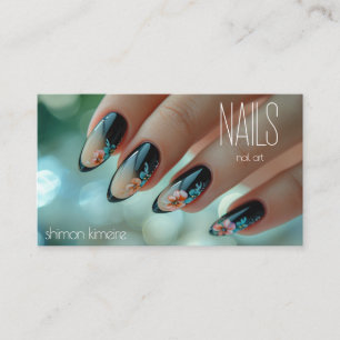 Cartão De Visita Arte Floral de Unhas da Moda Lealdade do Manicure 