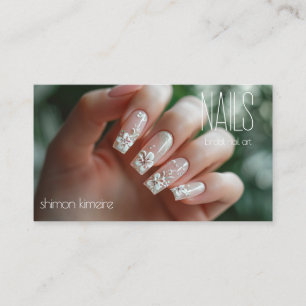 Cartão De Visita Arte Floral de Unhas para Noivas Lealdade do Manic