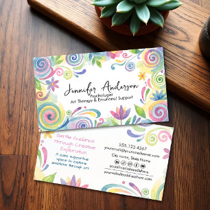 Cartão De Visita Arte floral em aquarela caprichosa