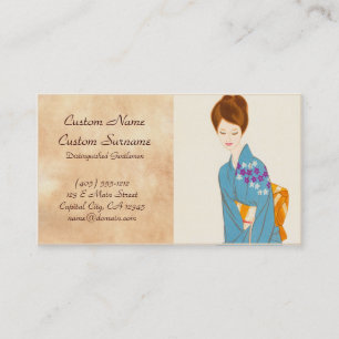 Cartão De Visita Arte japonesa macia do retrato da senhora de