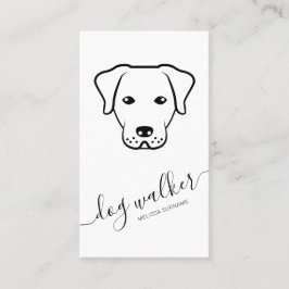 Cartão De Visita Arte Linear de Cachorro Preto e Branco Caminhante 