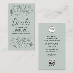 Cartão De Visita Arte Linear de Parteira Doula Linha de Pós-Parto