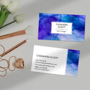 Cartão De Visita Arte líquida de abstrato azul e álcool púrpura