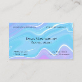 Cartão De Visita Arte Líquida Marble Onda Azul