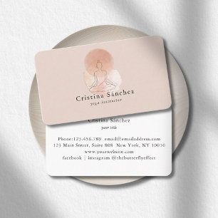 Cartão De Visita Arte Minimalista de Linha Mulher Yoga Reiki Medita