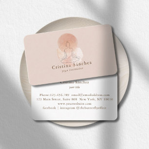 Cartão De Visita Arte Minimalista de Linha Mulher Yoga Reiki Medita