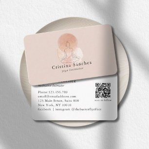 Cartão De Visita Arte Minimalista de Mulher em Yoga Meditação Códig