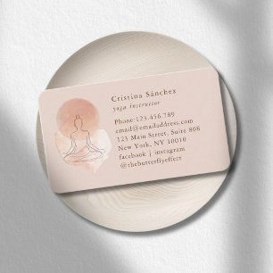 Cartão De Visita Arte Minimalista de Mulher em Yoga Meditação em Li