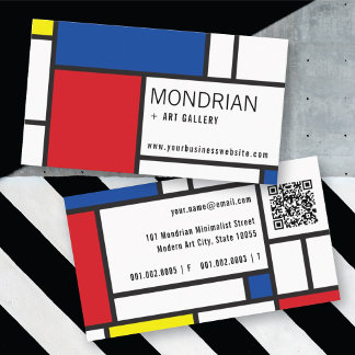 Cartão De Visita Arte Moderna Mondrian De Stijl Minimalista Abstrat