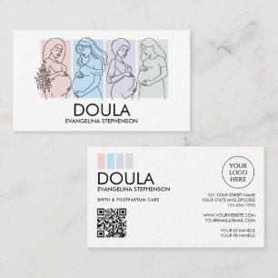 Cartão De Visita Arte Personalizada em Linhas Pastel DOULA