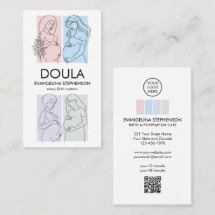 Cartão De Visita Arte Personalizada em Linhas Pastel DOULA