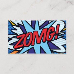 Cartão De Visita Arte Pop Personalizado Livro de Quadrinhos ZOMG!
