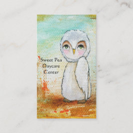 Cartão De Visita Arte popular branca da pintura da coruja da