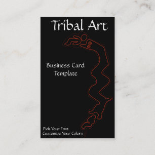 Cartão De Visita Arte Tribal com Logotipo Vermelho