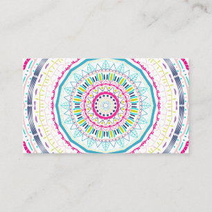 Cartão De Visita Arte Vibrante e Colorida de Mandala