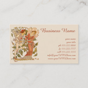 Cartão De Visita Arte Vitoriano Antigo, Rosa por Walter Crane