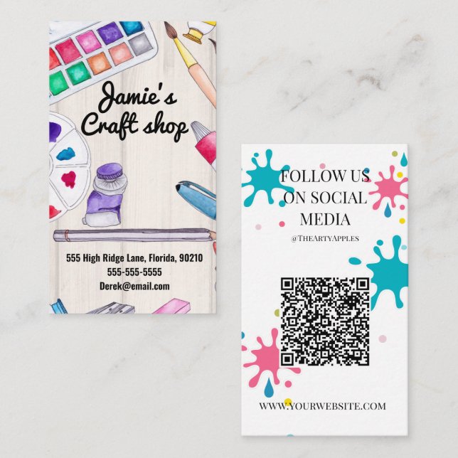 Cartão De Visita artesanato compro pintura artística crianças (Frente/Verso)