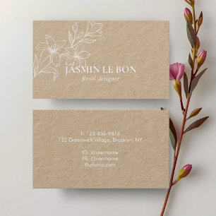 Cartão De Visita Artesanato   Floral Mínimo Chic