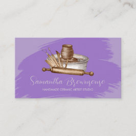 Cartão De Visita Artesanato roxo, barro cerâmico de cerâmica