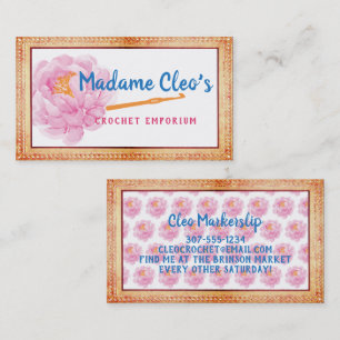 Cartão De Visita Artesanatos de fios de anzóis de crochê de péony f