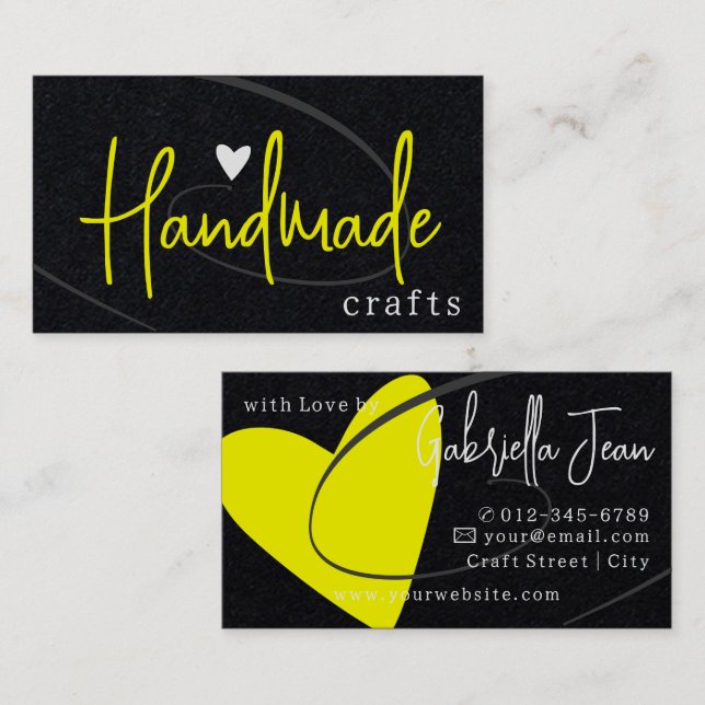 Cartão De Visita Artesanatos feitos à mão - Caligrafia Signature Lo (Frente/Verso)