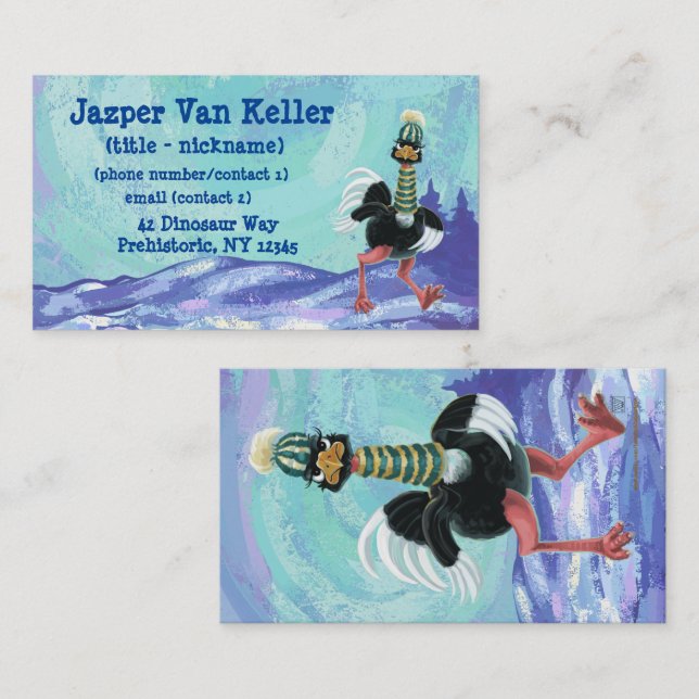 Cartão De Visita Ártico Ostrich na Corrida (Frente/Verso)