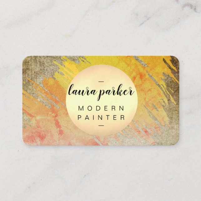 Cartão De Visita Artista abstrato retro da pintura da aguarela (Frente)