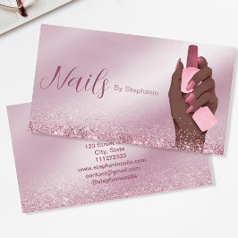 Cartão De Visita Artista Afro-Americano Glitter Nail Manicure Beaut