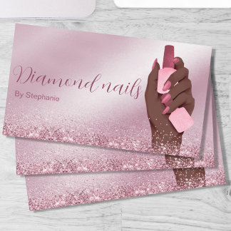 Cartão De Visita Artista Afro-Americano Glitter Nail Manicure Beaut