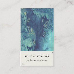 CARTÃO DE VISITA ARTISTA AZUL AQUA TEAL FLUID ACRÍLICO DE ARTE RES