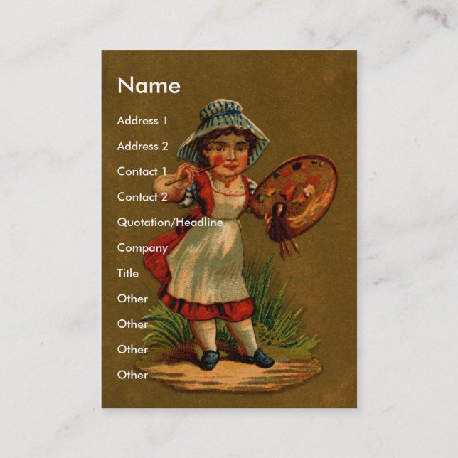 Cartão De Visita Artista com pincel e paleta (Frente)