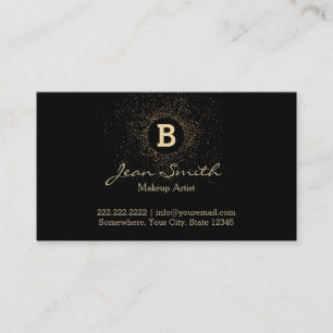 Cartão De Visita Artista Confetti Dourado Monograma Moderno