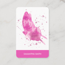 Cartão De Visita Artista da Borboleta de Aquarela Rosa Moderna