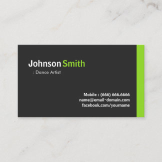 Cartão De Visita Artista Dança - Verde Minimalista Moderno