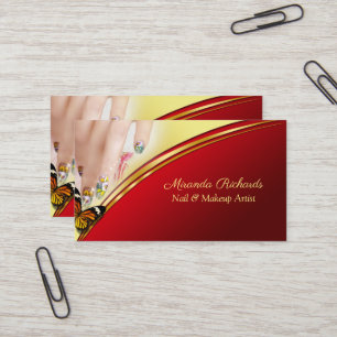 Cartão De Visita Artista de Arte de Unhas de Maquiagem Profissional