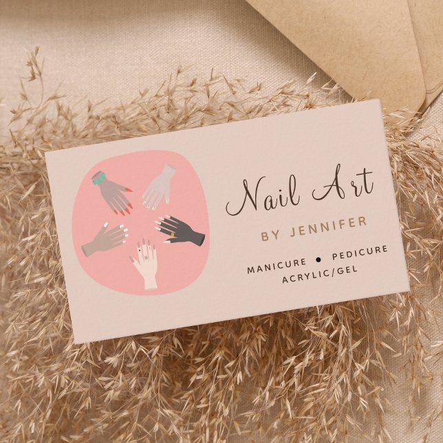 Cartão De Visita Artista de Arte Nail Artist Social Media Modern Fu (Criador carregado)